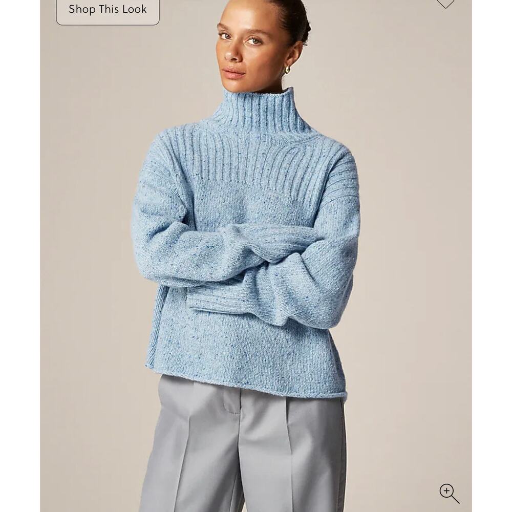 J. Crew Ribbed Turtleneck Sweater Donegal Wool Mackerel Sky NWT size XXS